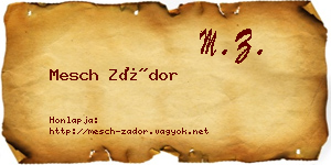 Mesch Zádor névjegykártya